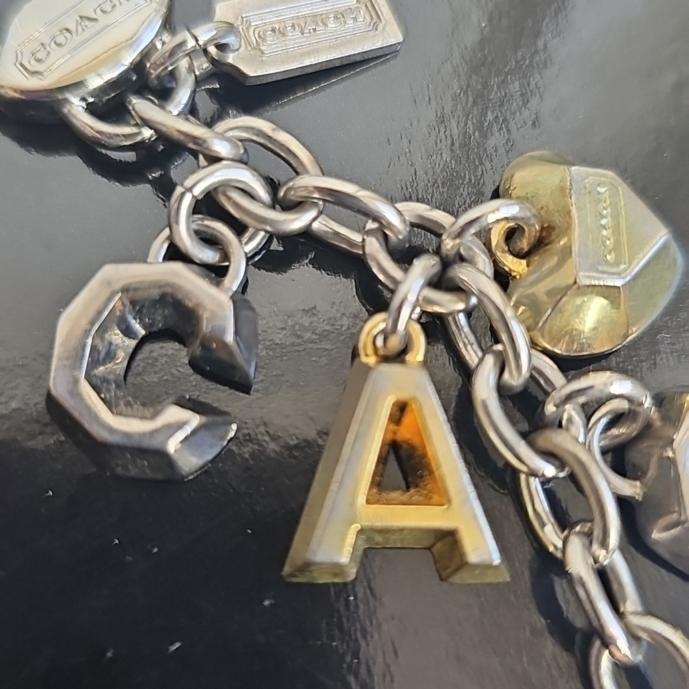 Coach Multi Metallic Letter Keychain Bag charm - Picture 4 of 6